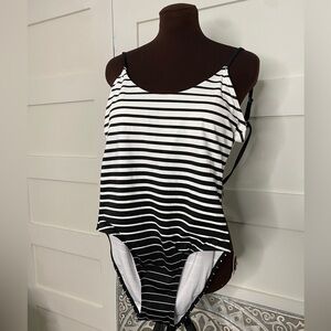 Calvin Klein Black White Stripe 1 Piece Suit Size 10